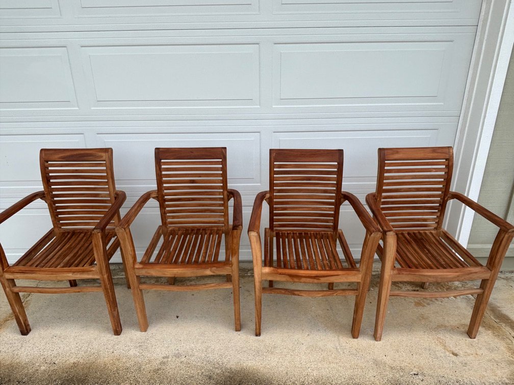 (X’s 4) New Indonesian Teak Indoor Outdoor Arm Chairs