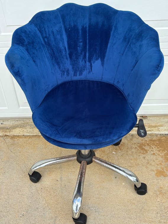 Blue Velvet Rolling Swivel Chair