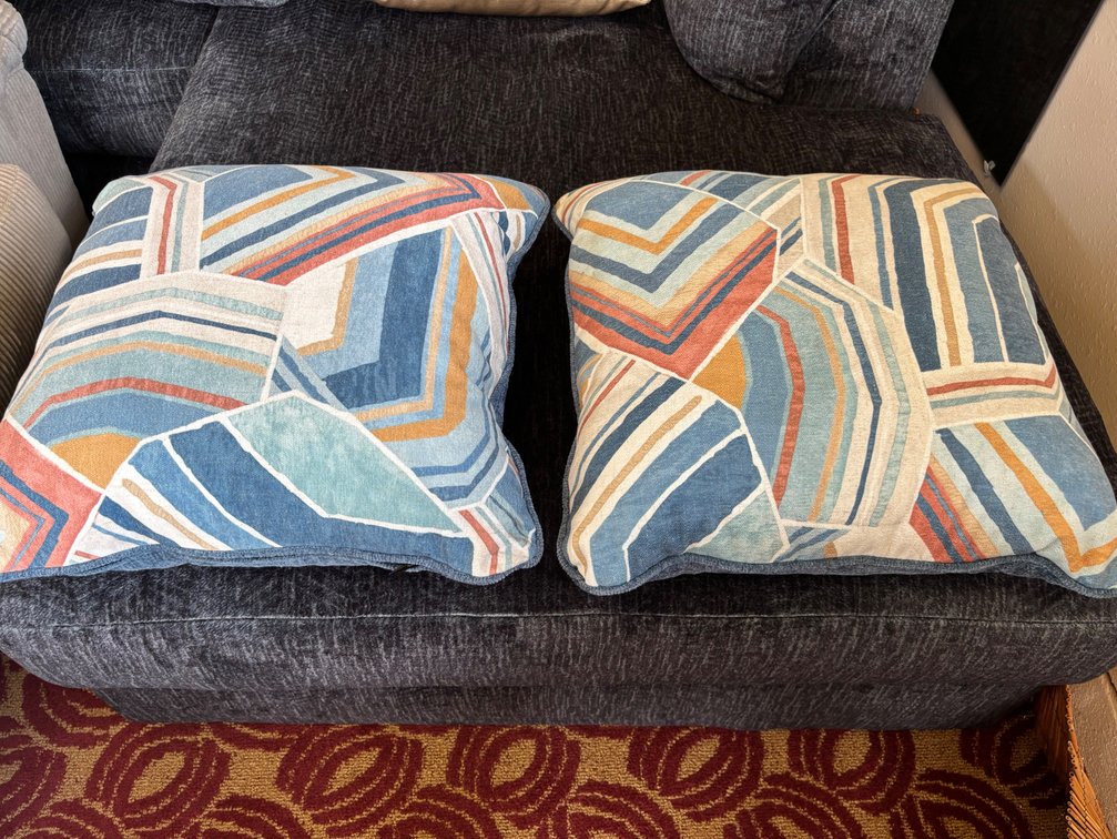(X's 2) New Aqua Color-Patterned Ashley Accent Pillows 