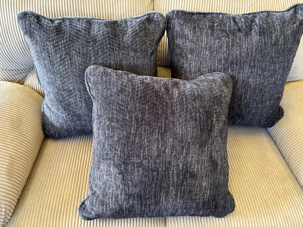 (X's 3) New Ashley Gray Plush Sofa Accent Cushions 
