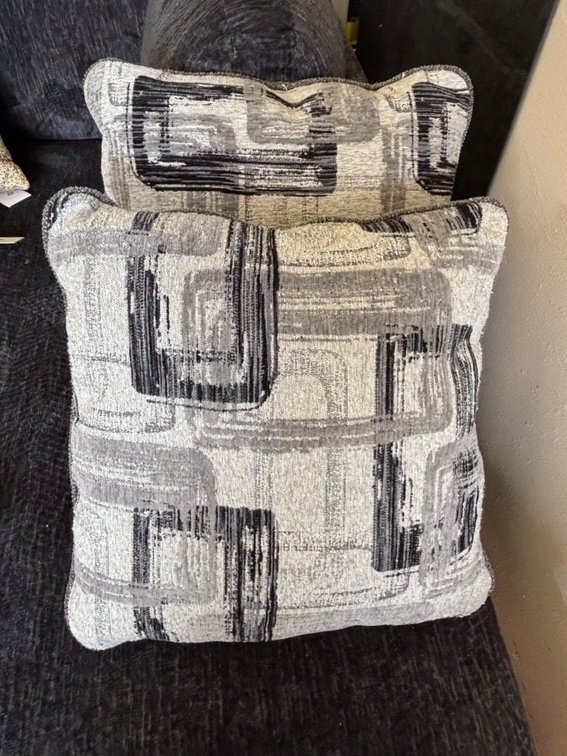 (X's 2) New Ashley Gray/White/Black Extra Thick Accent Cushions 
