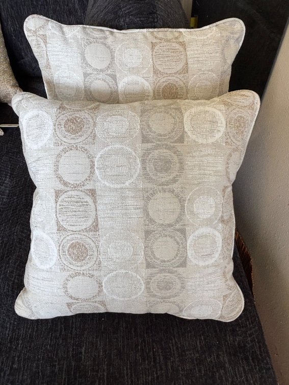 ( X's 2) New Ashley Cream Colored Extra Thick Accent Pillows 