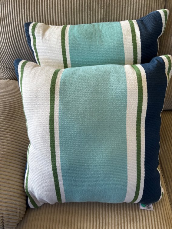 (X's 2) New Hawaiiana Colors Striped Indoor/Outdoor Oleo Tek Accent Cushions 