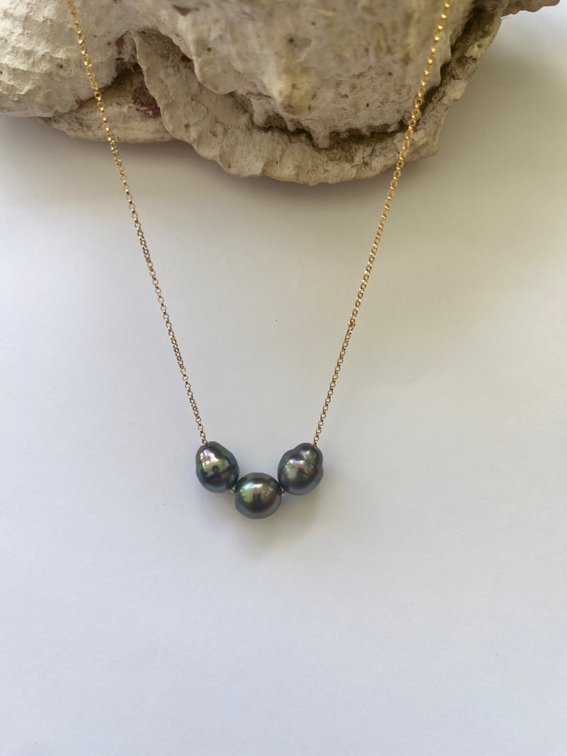 Three Tahitian Pearl Slide Necklace
