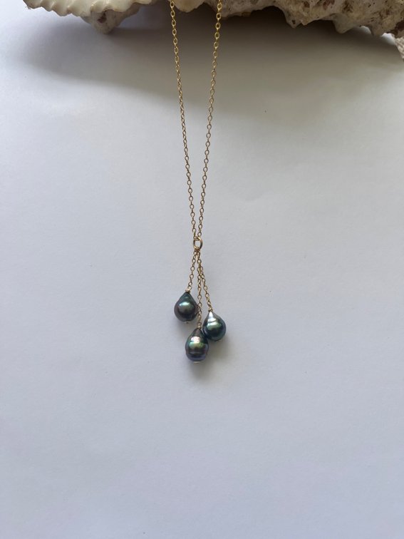 Three Tahitian Pearl Drop Necklace