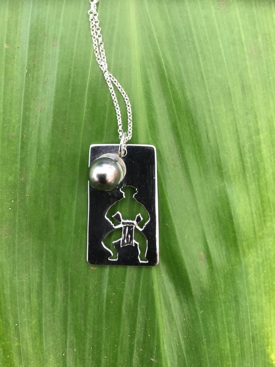 “Kane” Hula Dancer with Tahitian Pearl Necklace