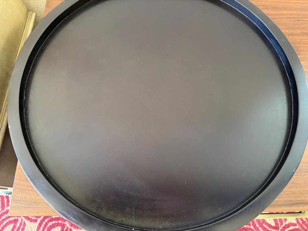 New Black Wood Round Serving Tray