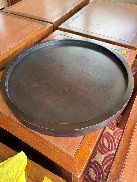 Brand New Black Wood Round Serving Tray