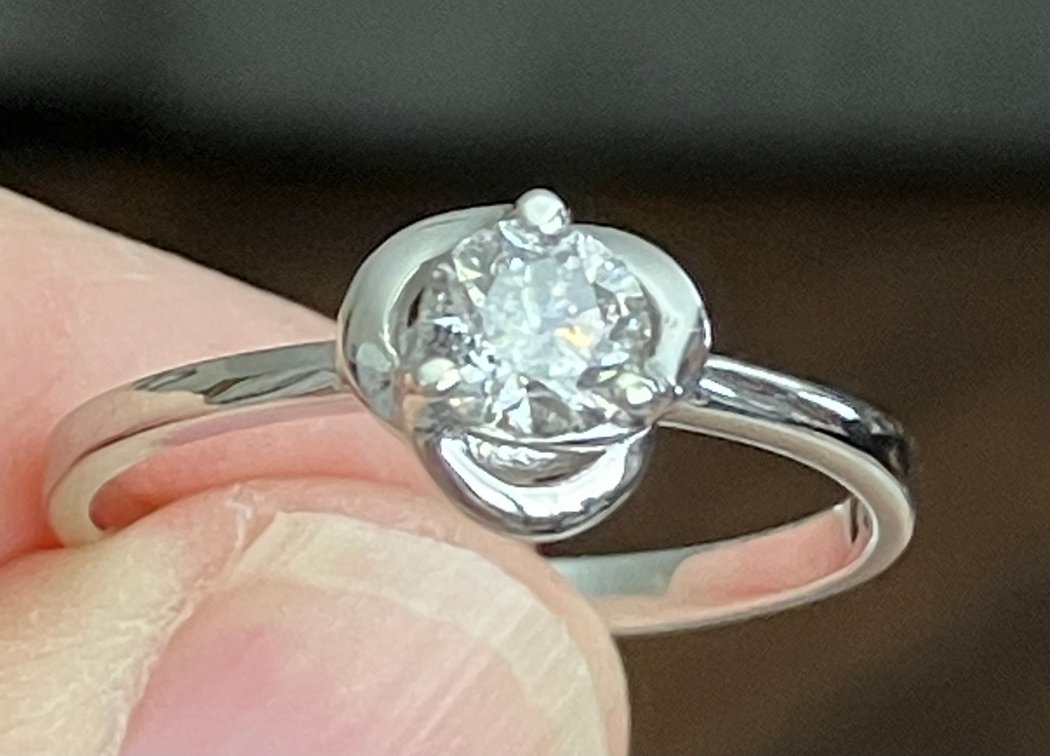 NEW Natural Fancy Over 1/2 Carat Diamond Solitaire set in Rhodium over Sterling Ring Size 8 1/2