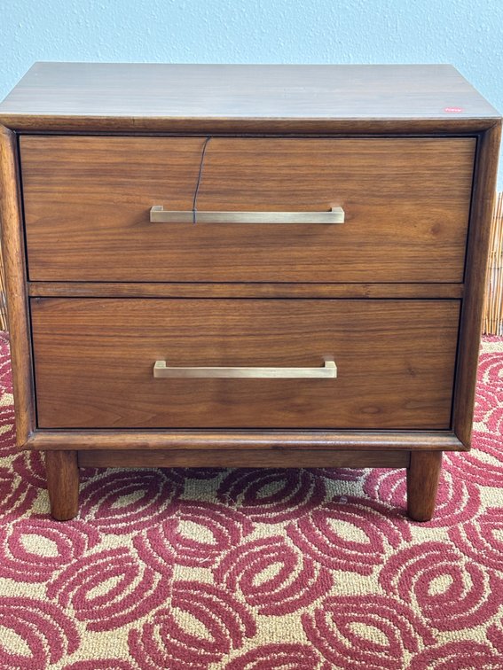 Brand New Brown Mid Century Modern Style Wood 2-Drawer Nightstand