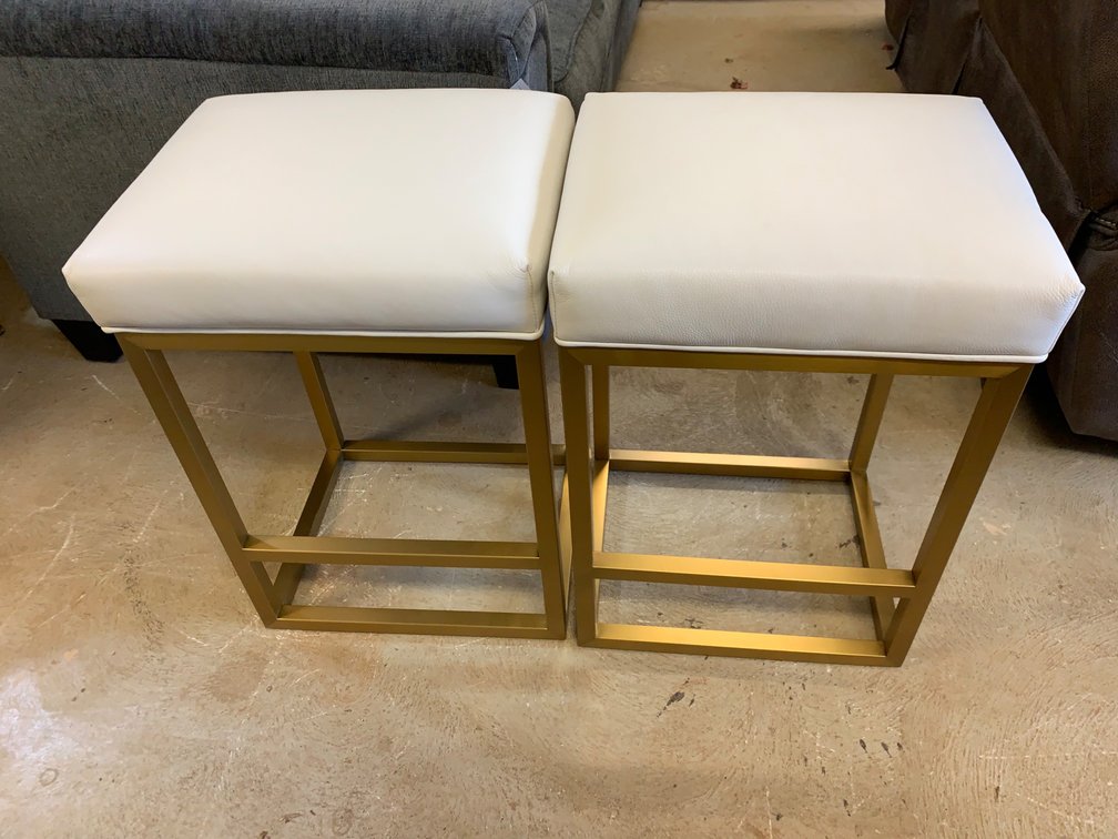 (X's 2) New Pair of Restoration Hardware Premium Leather Stools 
