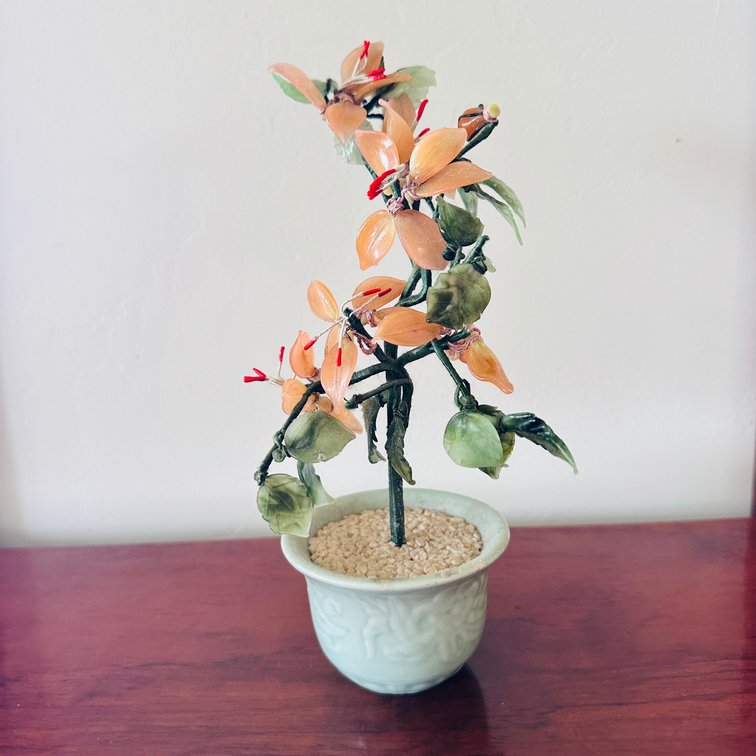 Jade flower plant decor 10.5” tall