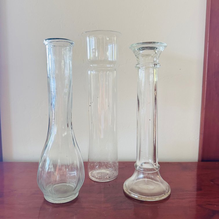 Set of three (3) glass vases