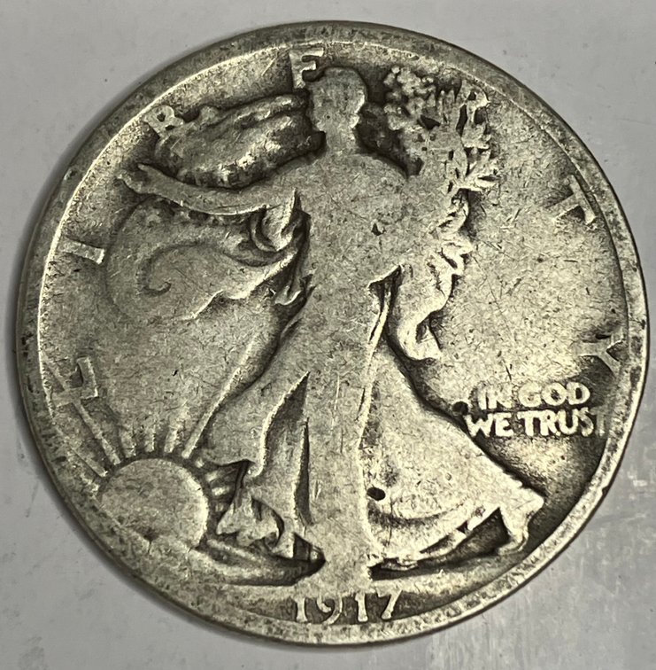1917 Walking Lady Silver Half Dollar