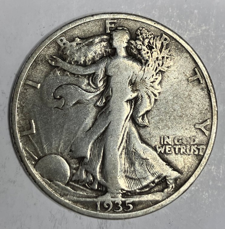 1935 Walking Lady Silver Half Dollar