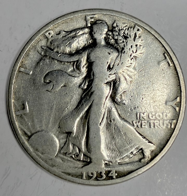 1934 Walking Lady Silver Half Dollar