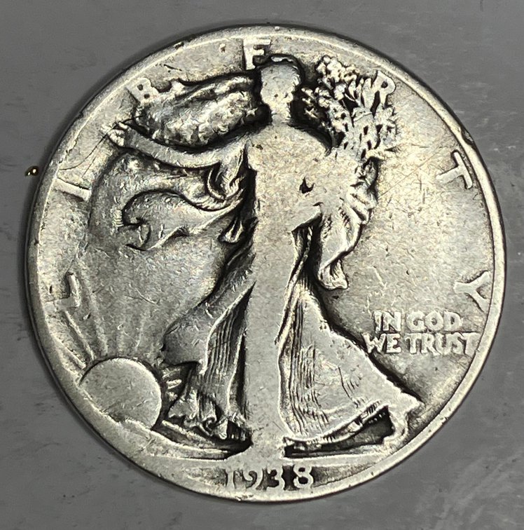 1938  Walking Lady Silver Half Dollar