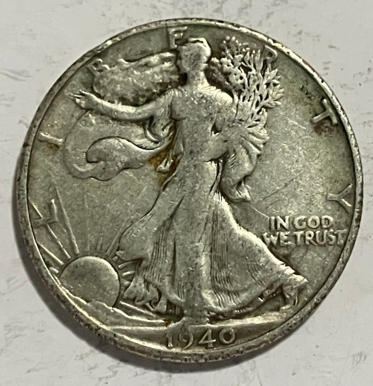 1940 S.  Walking Lady Silver Half Dollar