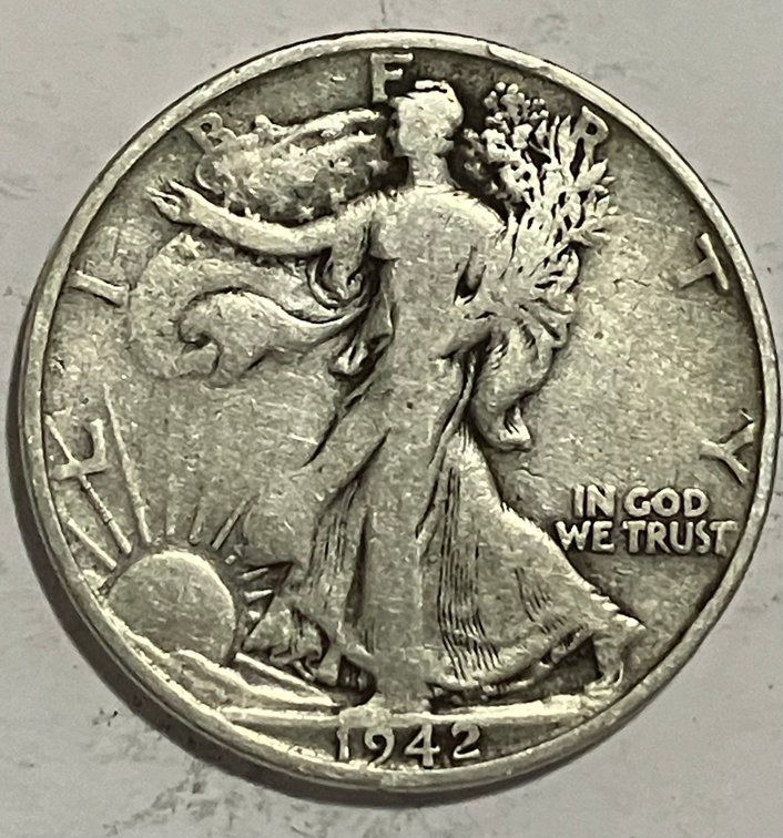 1942 S.  Walking Lady Silver Half Dollar