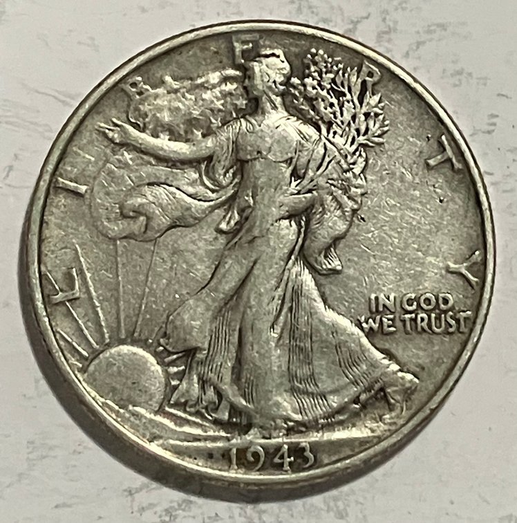 1943  Walking Lady Silver Half Dollar