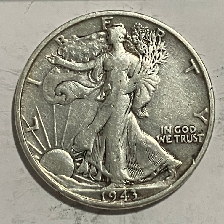 1943 S.  Walking Lady Silver Half Dollar
