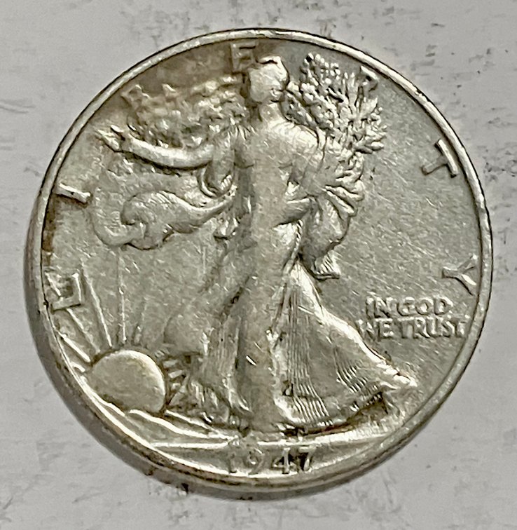 1947 D.  Walking Lady Silver Half Dollar