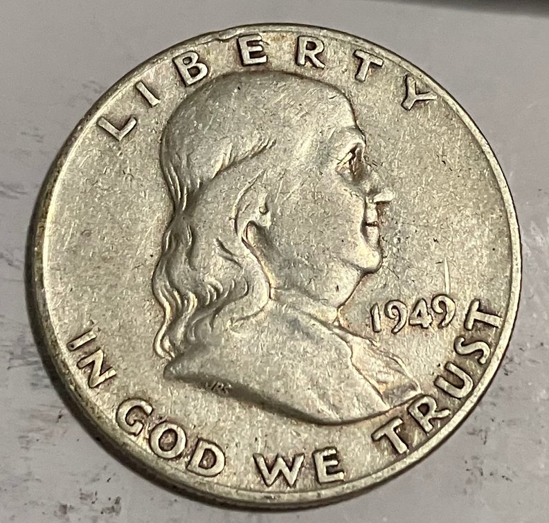 1949 S.  Benjamin Franklin half dollars