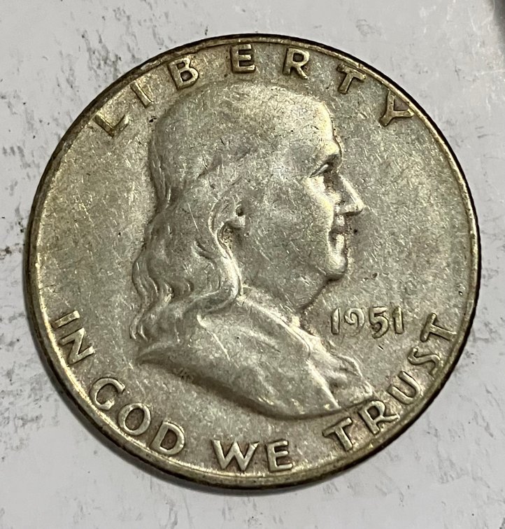 1951 S.  Benjamin Franklin half dollars