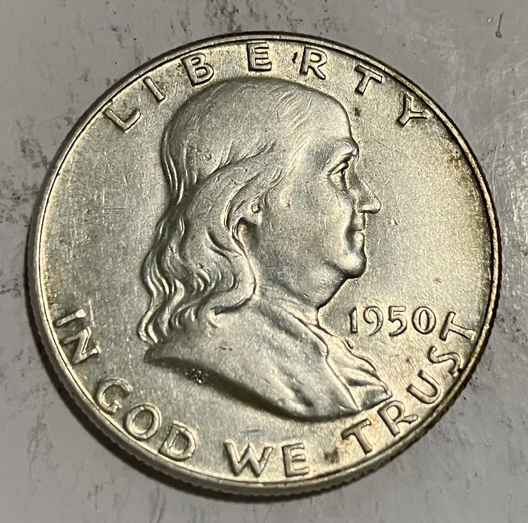 1950 Benjamin Franklin half dollar