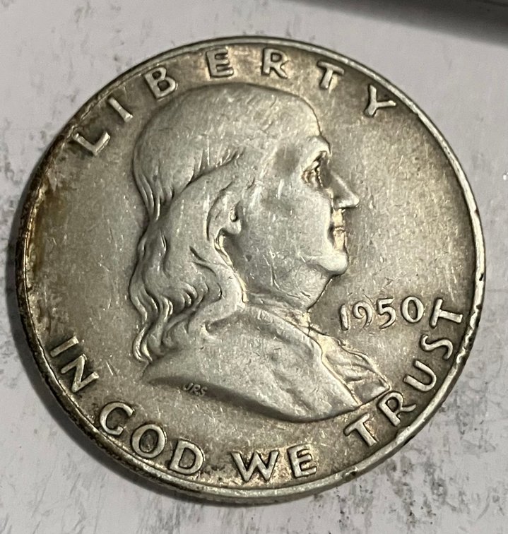 1950 D. Benjamin Franklin half dollar