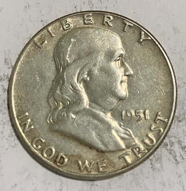 1951 Benjamin Franklin half dollar