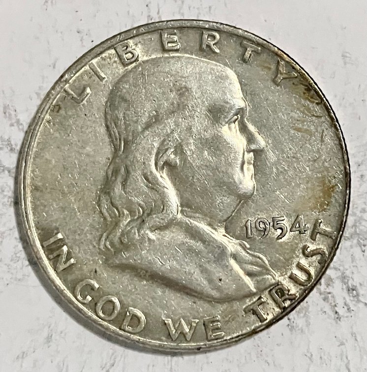 1954 D. Benjamin Franklin half dollar