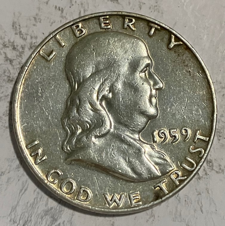 1959 D. Benjamin Franklin half dollar