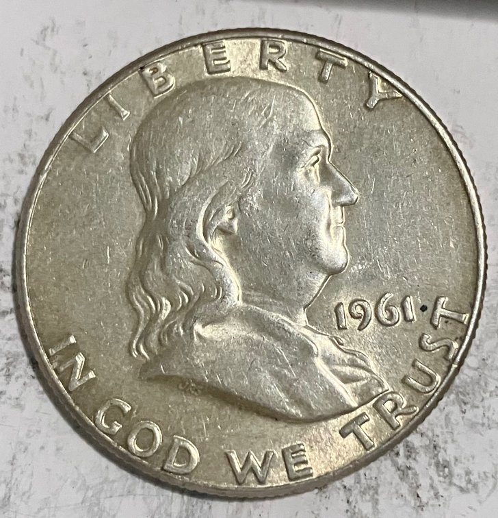 1961 Benjamin Franklin half dollar
