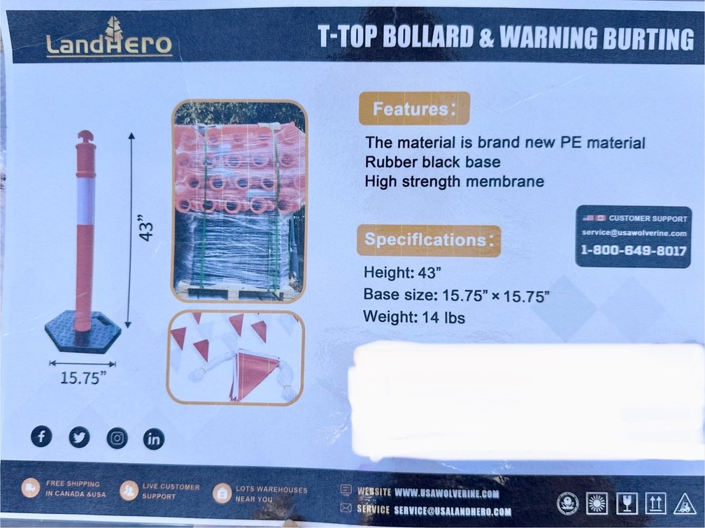 (X's 10) Landhero T-Top Bollard & Warning Burting