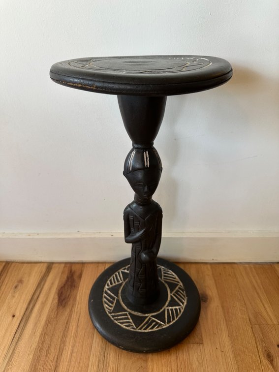 Hand-Carved Wooden African Side Table