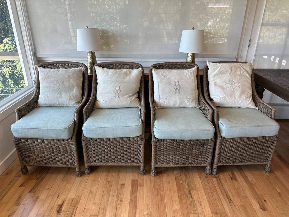 (X's 4) Wicker Dining Armchairs with Cushions
