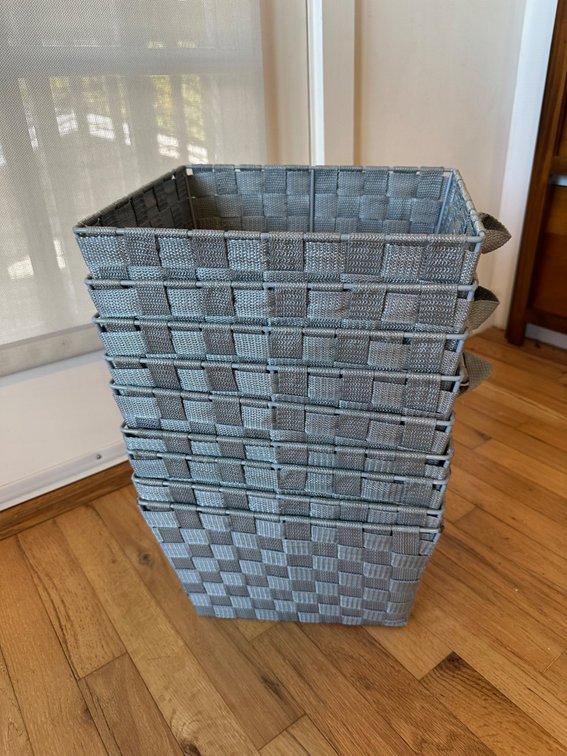 (X's 9) Gray Woven Storage Baskets