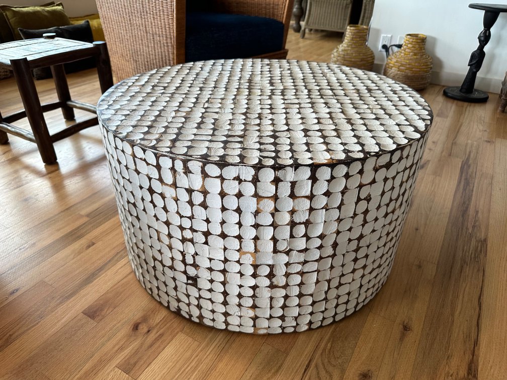 White Circular Mosaic Coffee Table