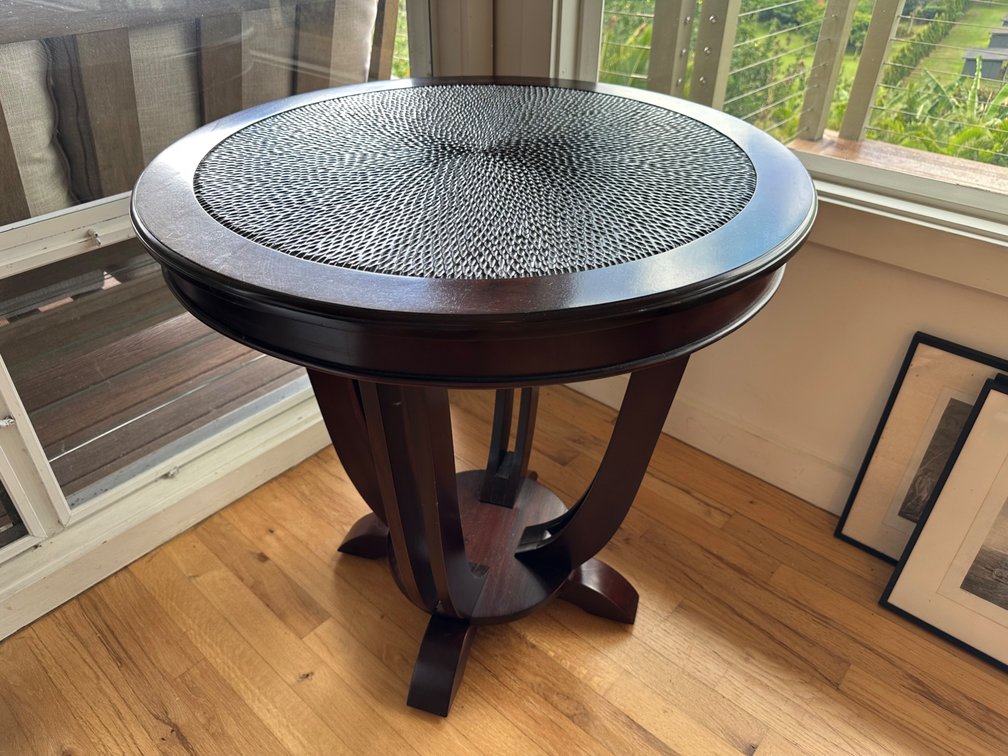 Round Wood & Inlay Side Table