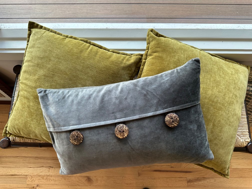 (X's 3) Decorative Throw Pillow Lot – Velvet & Button Design