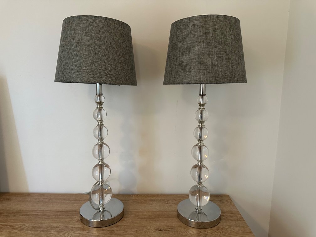 (X's 2) Contemporary Acrylic Ball Table Lamps with Shades