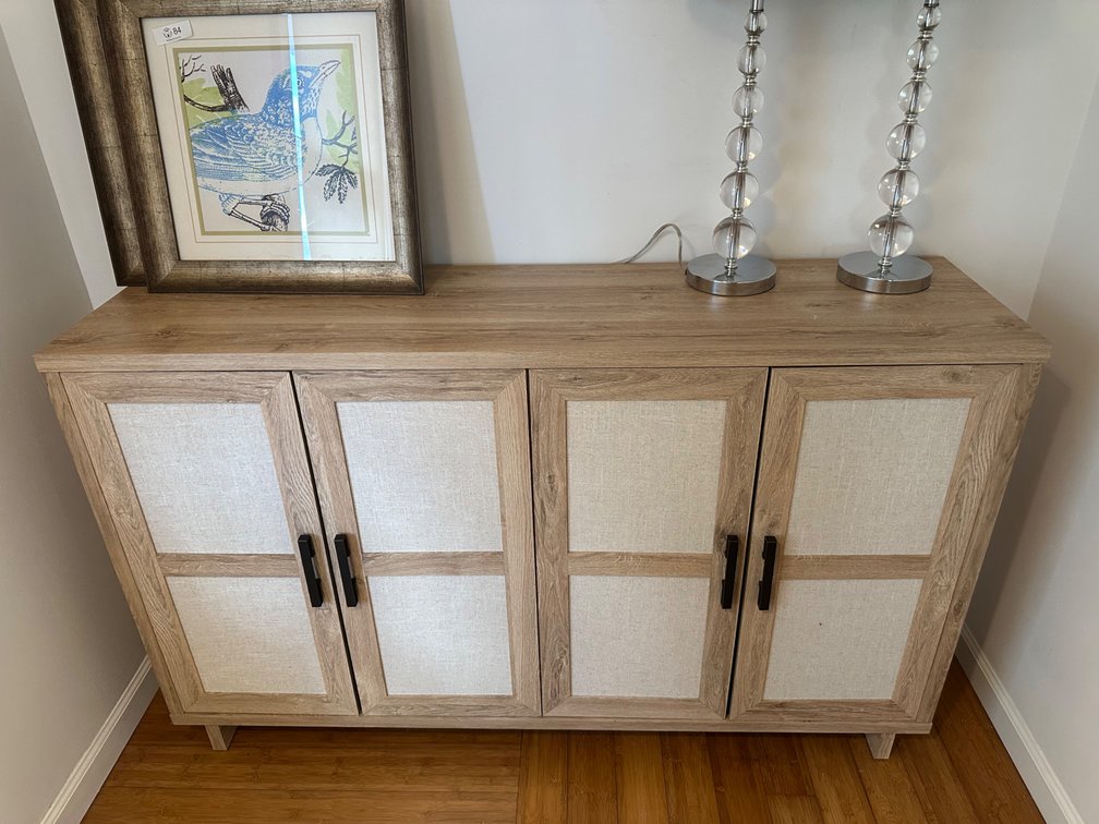 Modern 4-Door Cabinet with Fabric Panel Doors