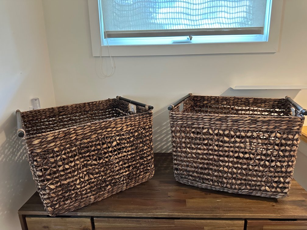 (X's 2) Woven Storage Baskets with Metal Handles