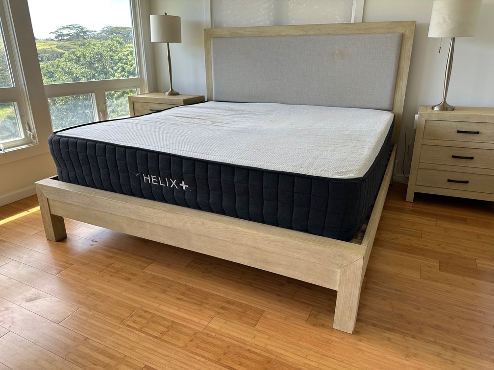 Modern King Bed Frame with Upholstered Headboard