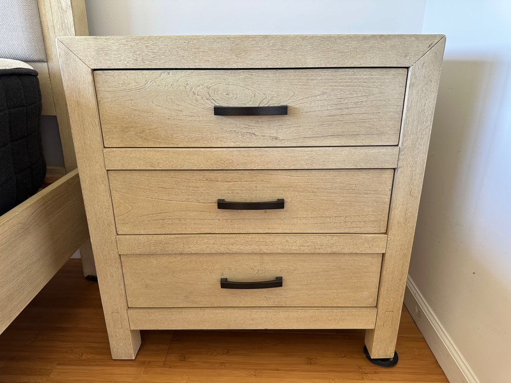 Modern 3-Drawer Nightstands – Light Wood Finish
