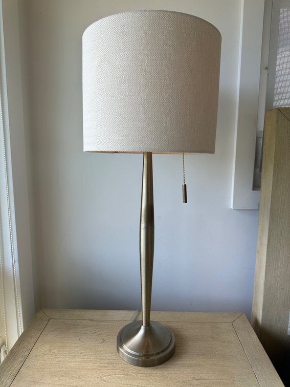 Brushed Metal Table Lamp with Drum Shade