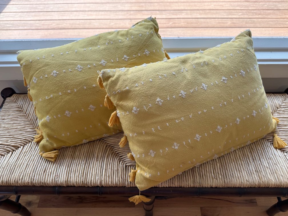 (X's 2) Yellow Accent Pillows with Tassels