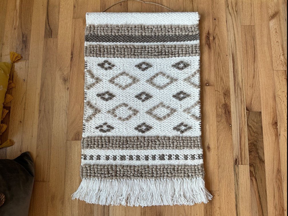 Handwoven Wall Hanging with Diamond Pattern