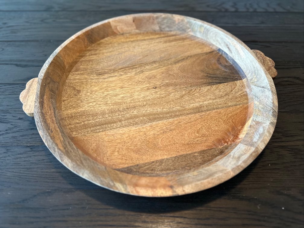 Hearth & Hand 20" Oversized Round Wooden Serving Tray with Handles